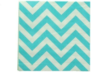 Chevron Beverage Napkins | 20ct (Robin's Egg Blue and White)