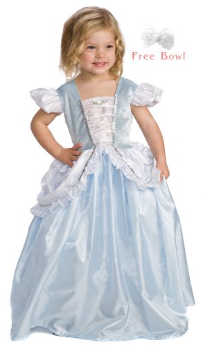 Little Adventures Cinderella Princess Dress Up Costume w/ Free Bow - Girls Size 3T,4T,5T - Machine Washable!