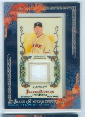 John Lackey 2011 Topps Baseball Allen & Ginter's Game Worn Jersey Swatch Relic Card #AGR-JLA / Boston Red Sox