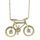 10k Yellow Gold Diamond Bicycle Pendant (1/10 cttw, I-J Color, I3 Clarity), 18