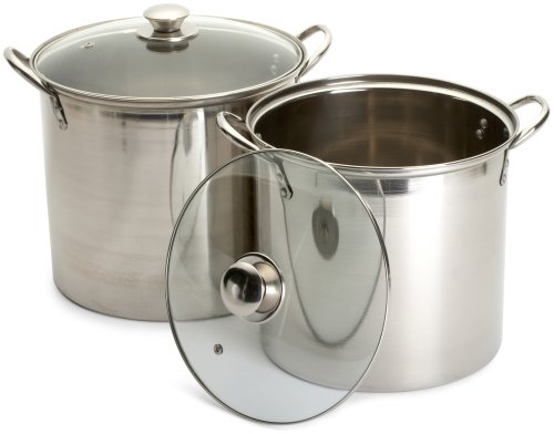 Prime Pacific Trading Stainless Steel 12 and 16 Quart Stockpot Set with Glass Lids