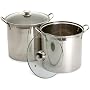 Prime Pacific Trading Stainless Steel 12 and 16 Quart Stockpot Set with Glass Lids