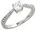 14 Karat Weissgold Fantasie Solitaerer Diamanten Ring, mit 0.35 Karat (Mitte) & 0.21 Karat (Seiten) Brilliantschliff Diamanten, (4mm) breit
