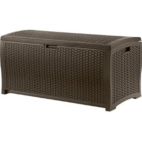 Suncast DBW9200 Mocha Wicker Resin Deck Box, 99-GallonSuncast DBW7300 Mocha Wicker Resin Deck Box