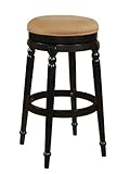 30"H Backless Bar Stool with Beige Seat in Black Finish