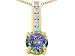 1.35 cts 14k Yellow Gold Plated Silver Mystic Rainbow Topaz and Genuine White Topaz Pendant