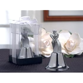 Silver Bride and Groom Wedding Bell (Set of 32)