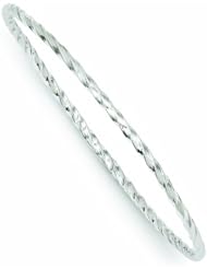 Genuine 14K White Gold White Gold 2.50mm Twist Slip-On Bangle 2 Grams Of Gold 100% Satisfaction Guaranteed.