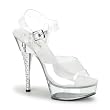 6 Inch Heel Sexy High Heel Shoes Clear Rhinestone Platform Ankle Strap Open Toe