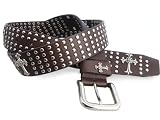 Chritian Religious Cross and Circle Studded Leather Belt