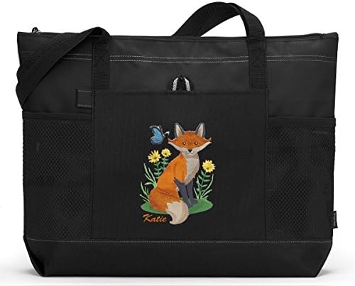 Foxy Lady Personalized Embroidered Zippered Tote Bag