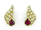 Ladies 0.35ct Diamond Fashion Earrings with 0.76ct Ruby Accents