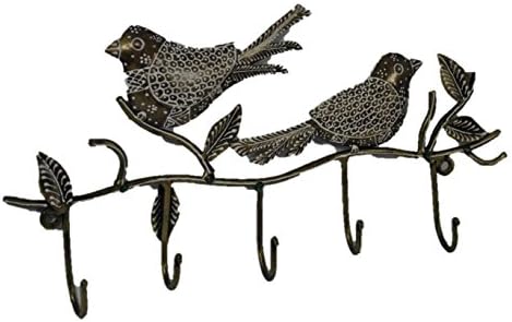 Treats of India- Designer Bird Wall Hook, Hand painted by Indian Artisans, Ornate, Beautiful, Ethnic and Stylish, multi purpose , Animal figurine, Thoughful gifts - 36*5*18 wide(4 hooks) Showpiece