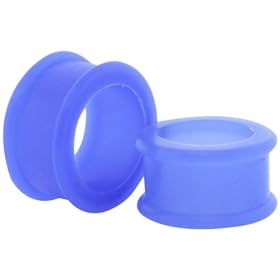 Pair 2 Gauge (6mm) - Blue Silicone Flexible Acrylic Ear Plug Earlets - Body Jewelry