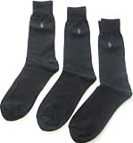 Polo Ralph Lauren Set of Three Mens Dress Socks, Solid Black, Grey pony (Size 10-13)