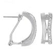 Sterling Silver Polished Finish Pave Fashion Earring