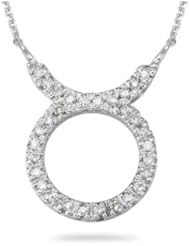 0.30 Cts Diamond Zodiac Pendant in 14K White Gold