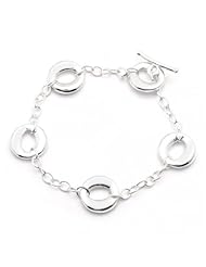 Bling Jewelry Sterling Silver Oval O Toggle Bracelet 7in