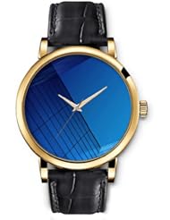 SPRAWL Aanalog Fashion Series Gold Ladies Watches of Genuine Black Leather Strap,Unique Wrist Watch for Women Girls Designed with Looking at the big blue building