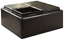 Furniture online: Homelegance Contemporary Storage Ottoman with Four Flip Top Tray Inserts, Dark Brown Faux