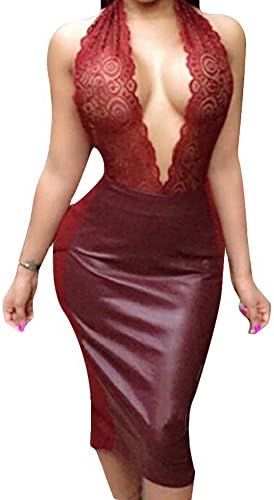 2016 Women EuropeStyle Sexy Lace Dresse Party Night Club Dress(s,wine red)