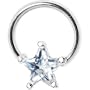 16 Gauge Clear Cubic Zirconia Star Closure Ring