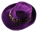 Dark Purple Velour Pimp Costume Hat with Leopard Print Band