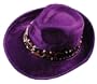Dark Purple Velour Pimp Costume Hat with Leopard Print Band
