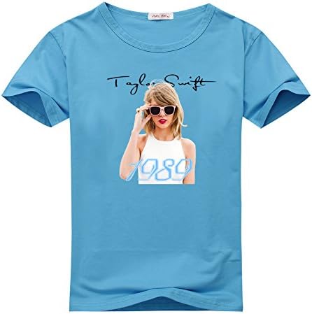 Lynda Dyer Taylor Swift 1989 Cartoon Youth T-Shirts Navy Blue Size S (8-10Y,Chest:80cm)