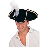 Adult Black Tricorn Buccaneer Pirate Hat - Adult Std.