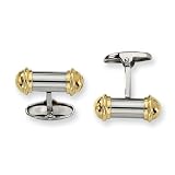 Mens Stainless Steel and 24K Gold Cuff Links