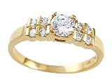 CZ Engagement Ring 14k Yellow Gold Cubic Zirconia Anniversary 1 Carat