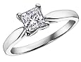 Engagement Ring: 1/4 Carat (ctw) in 14K White Gold Princess Cut Diamond Solitaire Ring