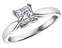 Engagement Ring: 3/4 Carat (ctw) in 14K White Gold Princess Cut Diamond Solitaire Ring (CERTIFIED)