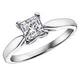 Engagement Ring: 1/4 Carat (ctw) in 14K White Gold Princess Cut Diamond Solitaire Ring, Size 6