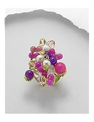 Semi GemStone Beads Ring In Brass