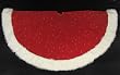 56" Red Swirl Embossed Christmas Tree Skirt with White Faux Fur Trim
