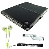 Apple iPad Durable Hard PU Leather Case + Includes a 4-inch eBigValue (TM) Determination Hand Strap + Retractable Hotsync Usb Da