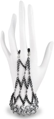 Hand Drape Chain Slave Bracelet in Black