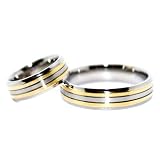 Blue Chip Unlimited - Matching 6mm 2 18k Plated Lines His & Hers Ultra Lightweight Titanium Wedding Bands (Available in Sizes 4-16)