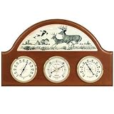 New Taylor Springfield Deer Scrimshaw Weather Station W/Thermometer Barometer & Hygrometer