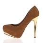 Damen Schuhe, PUMPS, HIGH HEELS PLATEAU, PAZ207, Synthetik in hochwertiger Wild Leder Optik