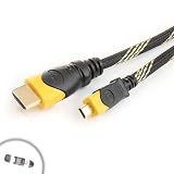 DATASTREAM Premium Gold Plated High Speed Braided 6 ft Micro HDMI Cable for Asus Transformer Prime TF201 , Vizio VTab , Acer Iconia A500 , A100 , Lenovo K1 Ideapad and More Micro-HDMI Tablet