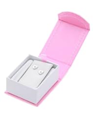 Sterling Silver Heart Shaped Stud Child Earrings with Genuine Diamond