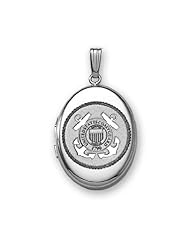 Sterling Silver Oval Coast Guard Picture Locket 3/4 inch x 1 inch Sterling Silver