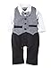 Baby Boy Long Sleeve Bowtie Gray Vest Tuxedo Romper Onesie Outfit (90/12-18 Months)