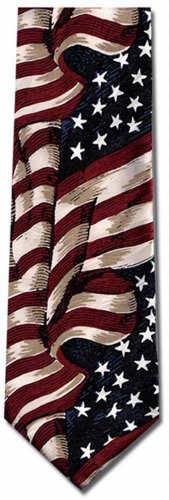 Large Waving American Flag Silk Tie