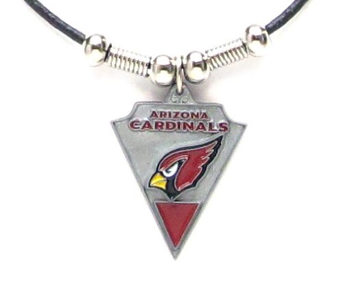 Arizona Cardinals Leather Necklace w/Beads & Pewter Pendant – NFL Football Fan Shop Sports Team Merchandise