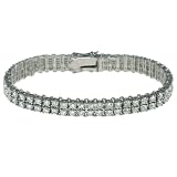 Sterling Silver "Mesh" Cubic Zirconia Bracelet by Charles Winston, 7"