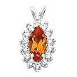 14K White Gold Madeira Citrine and Diamond Pendant